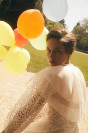 Robe de mariée bustier en dentelle de rafia et organza de soie