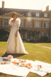 Robe de mariée en tulle brodé et mousseline de soie