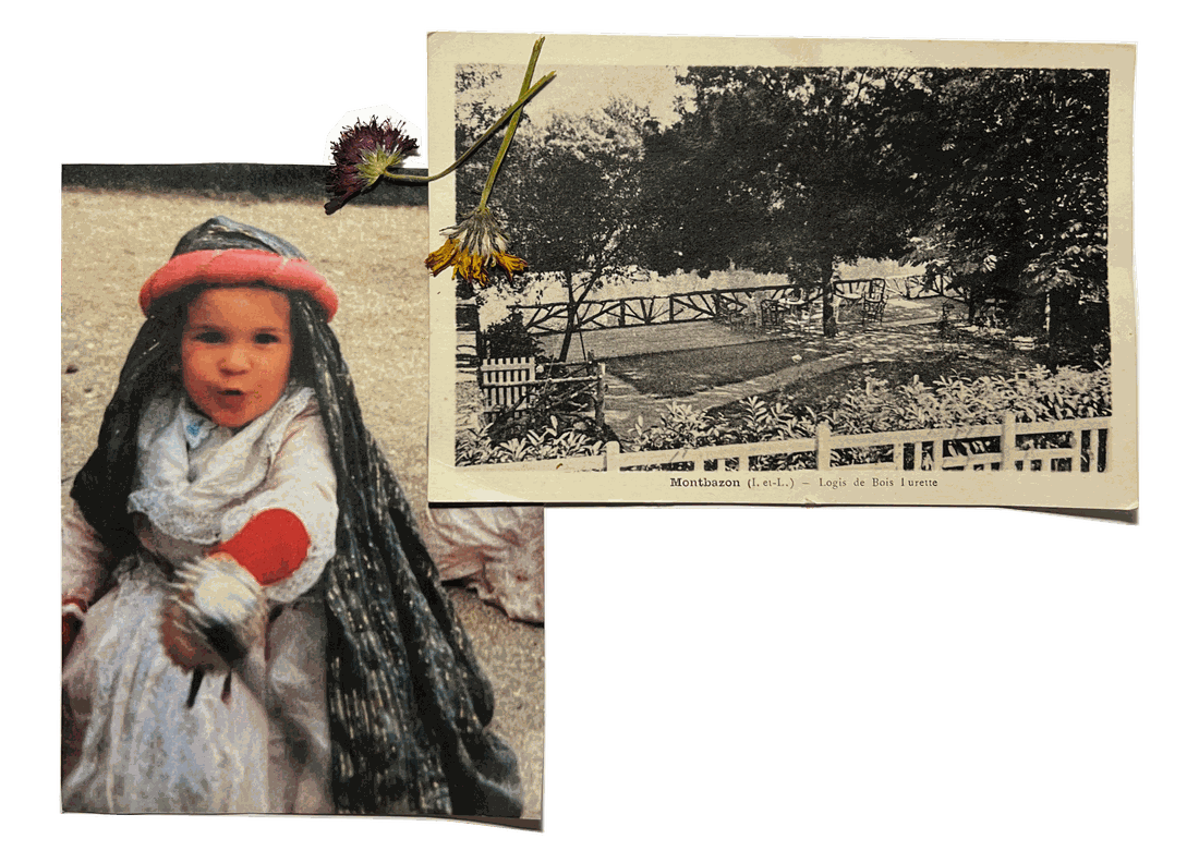 Photo d'enfance et carte postale de Montbazon