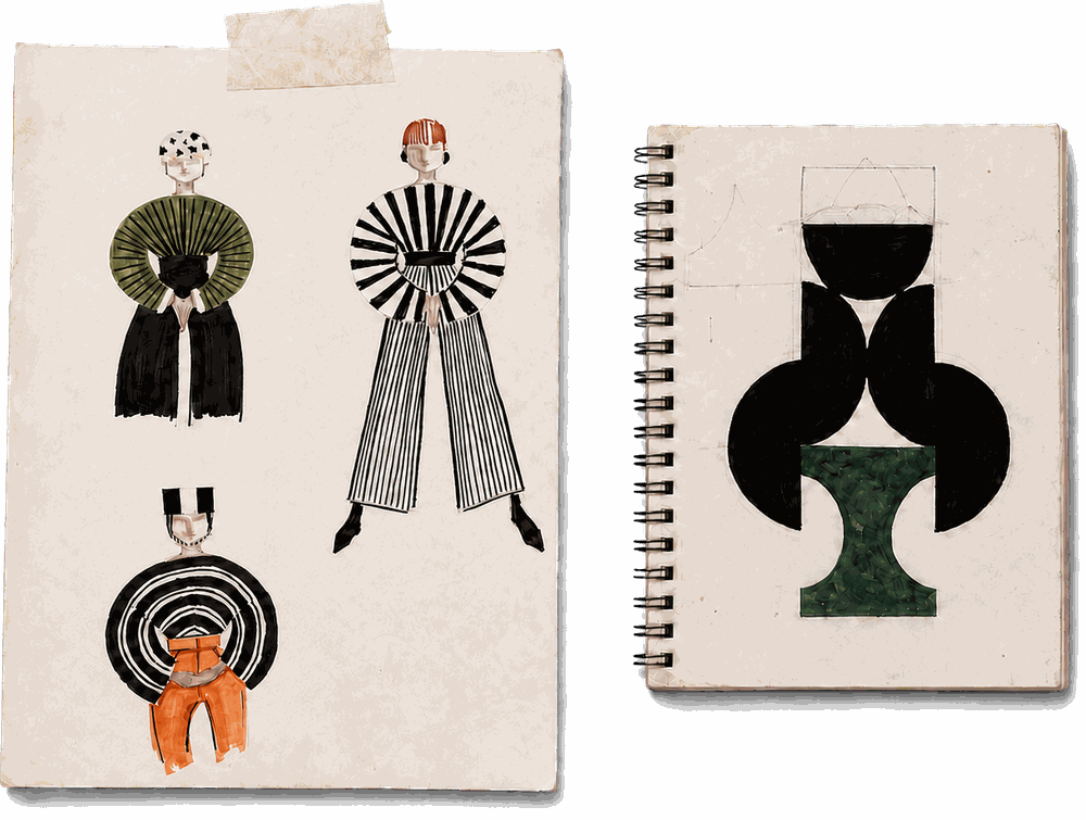 Planches de croquis mode et carnet à spirale